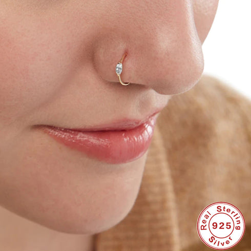 Sterling Silver Diamond Nose Ring