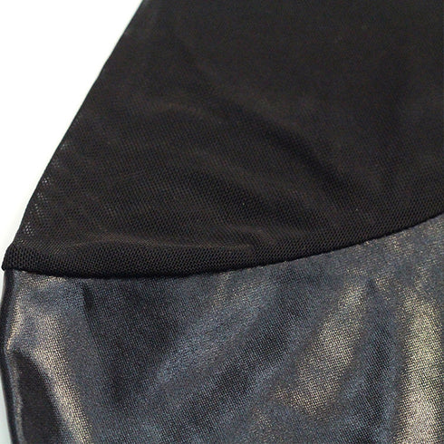 American Mesh Stitching Patent Leather One-piece Lingerie