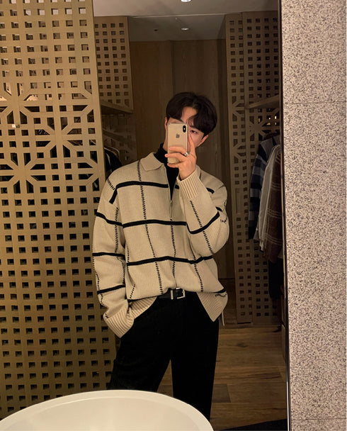 Men's Retro Lapels Knitwear Top