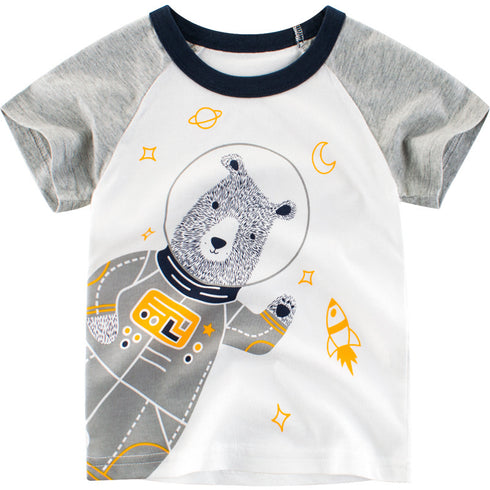 Children's Bear Astronaut cartoon T-shirt