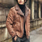 New Men's Jacket Lamb Skin Leather Motorbike Leather Coat Winter Padded Coat