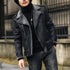 New Men's Jacket Lamb Skin Leather Motorbike Leather Coat Winter Padded Coat