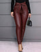 Bow-tie casual leather pants
