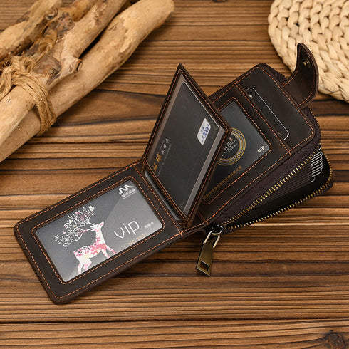 Men's Horse Leather Zipper Wallet