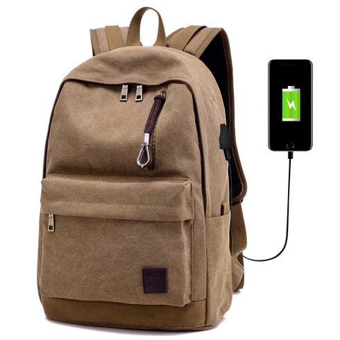 Canvas USB rechargeable backpack