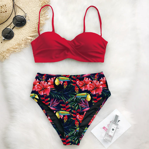 Printed bikini swimsuit set