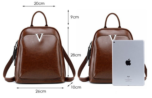 Letter V Leather Backpack