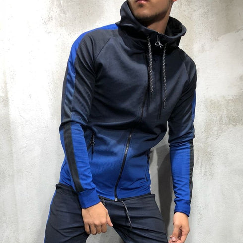 Moomphya Gradient Zipper Men hoodies