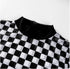 Women's mesh checkerboard perspective long-sleeved shirt