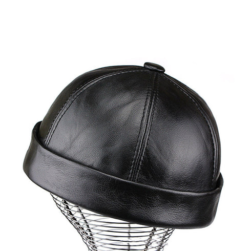 Leather No-brimmed Melon Hat