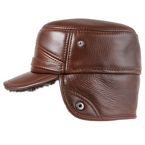 Men's Thick Warm Leather Cap