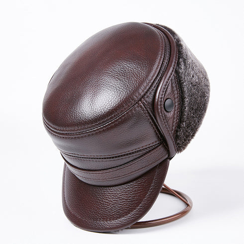 Men's Thick Warm Leather Cap