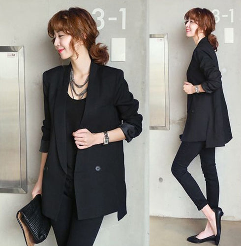 Notched Collar Asymmetrical Chic Ladies Blazers