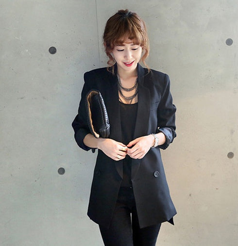 Notched Collar Asymmetrical Chic Ladies Blazers