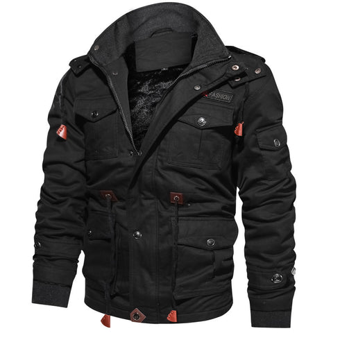 Detachable Hooded Fleece-lined Thickened Washed Coat Casual Jacket