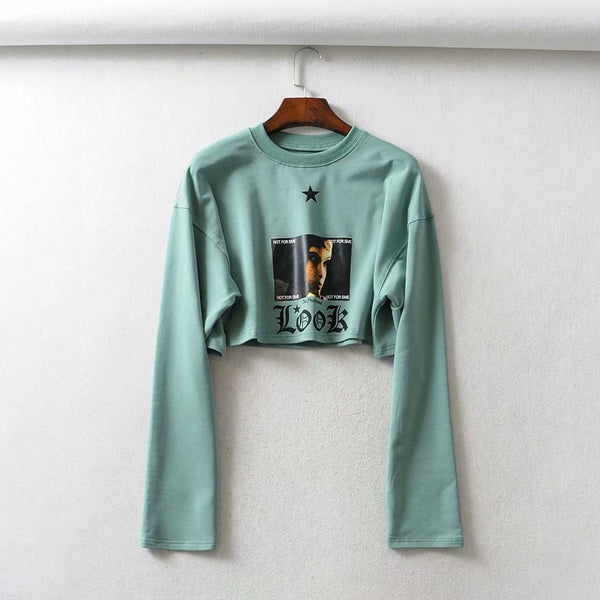 Women's Printed Kong-Sleeved Sweat Shirt