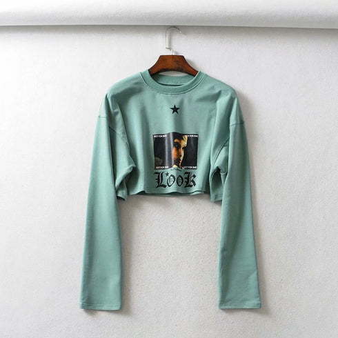 Women's Printed Kong-Sleeved Sweat Shirt