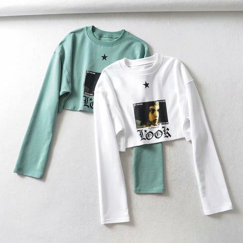 Women's Printed Kong-Sleeved Sweat Shirt