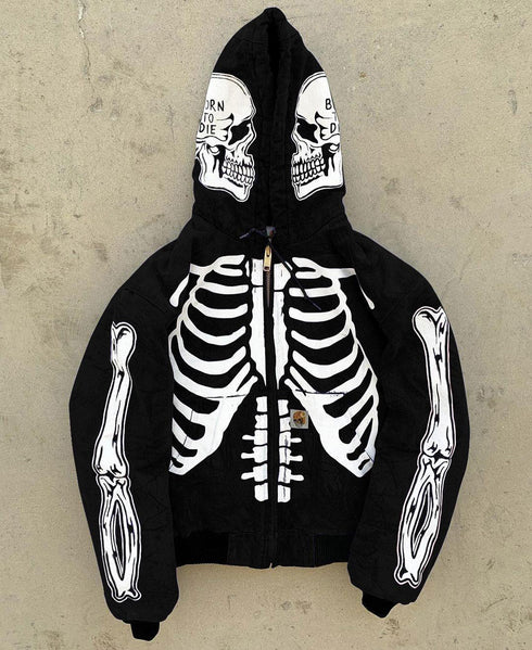 Men's Skeleton Face Zipper Hoodie