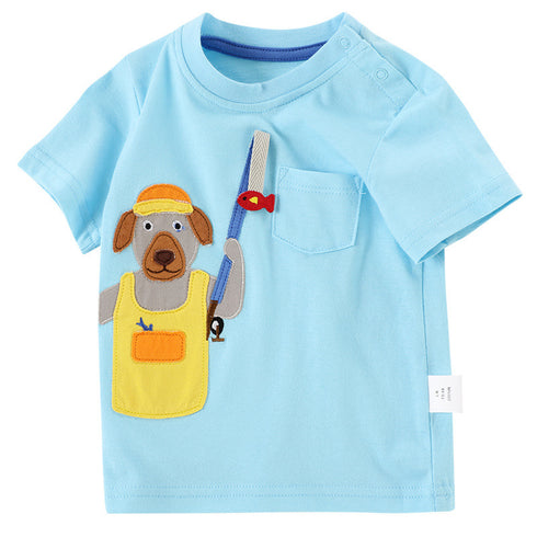 Cartoon Pattern Stitching Baby Short-Sleeved T-Shirt