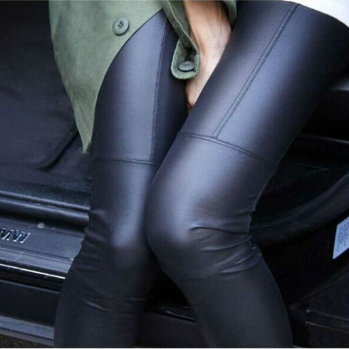 Stitched Leather Leggings Pants
