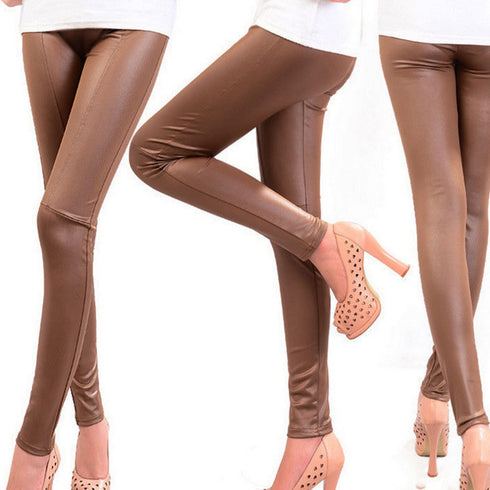 Stitched Leather Leggings Pants