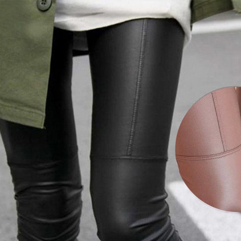 Stitched Leather Leggings Pants