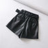 High-waist Leather Bermuda Shorts