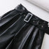 High-waist Leather Bermuda Shorts