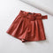 High-waist Leather Bermuda Shorts