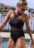 High Waist Black Biikni Swimsuit One-Piece