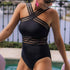 High Waist Black Biikni Swimsuit One-Piece