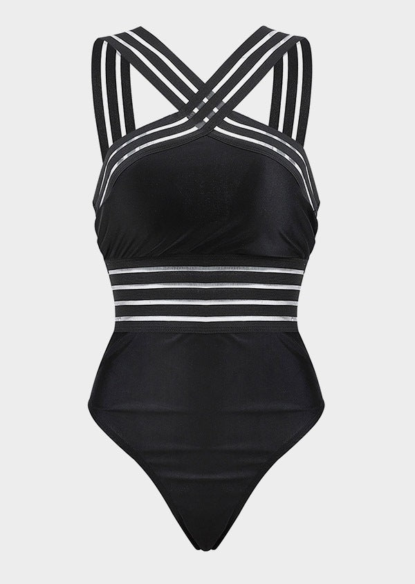 High Waist Black Biikni Swimsuit One-Piece