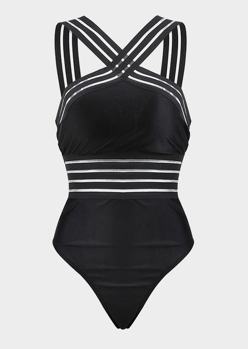 High Waist Black Biikni Swimsuit One-Piece