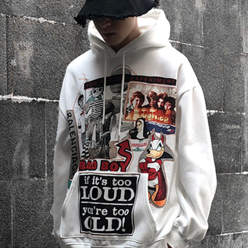 Men's White Hip Hop Hoodie Streetwear Hoodies