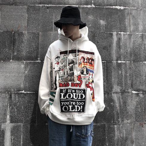 Men's White Hip Hop Hoodie Streetwear Hoodies
