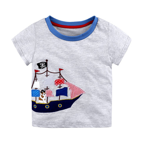 Knitted Cotton Baby Short-Sleeved T-Shirt