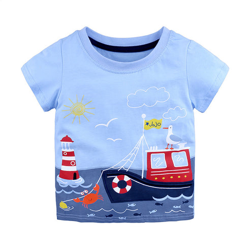 Knitted Cotton Baby Short-Sleeved T-Shirt