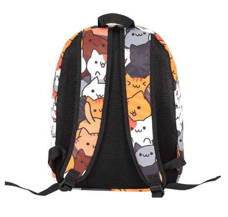 Cat Pattern Printed School Bag