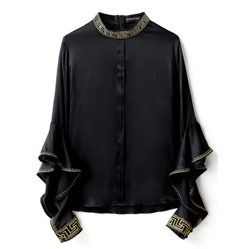 Women's Embroidered Long-sleeved Loose-fitting Shirts