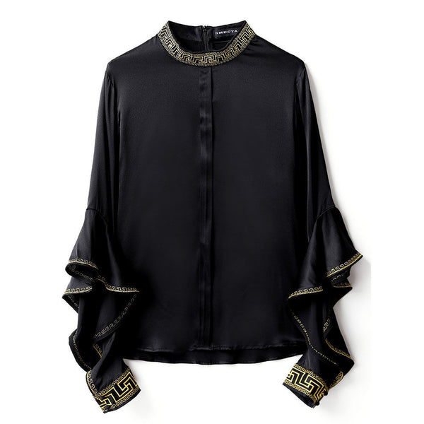 Women's Embroidered Long-sleeved Loose-fitting Shirts