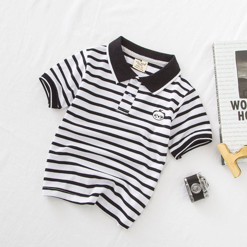 Kids Cotton Cartoon Pattern Casual Short Sleeves Shirt