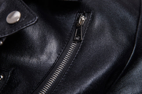 Multi-zip Biker leather jacket