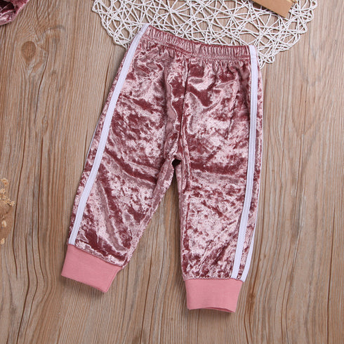 Kid's Velvet Sweatshirt Trousers Tracksuit Sets