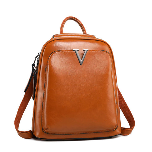 Letter V Leather Backpack
