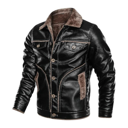 Fur Collared Leather jacket with furry pockets