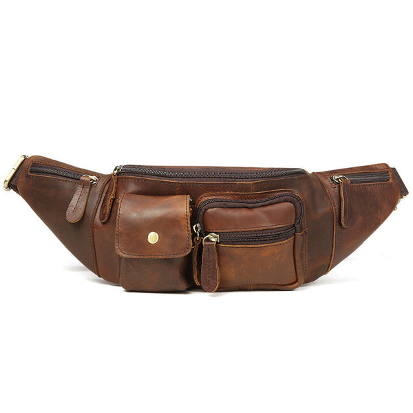 Men's Leather Retro Crossbody Chest Bag