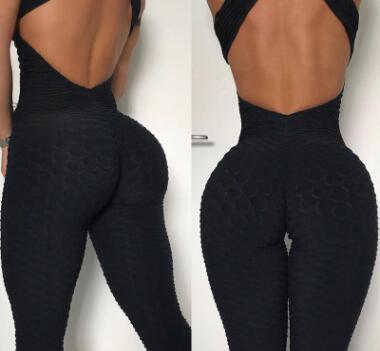 Cross Design Backless Yoga Jumpsuit