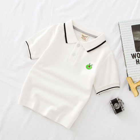 Kids Cotton Cartoon Pattern Casual Short Sleeves Shirt