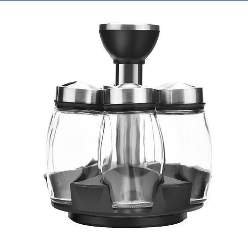 Easy To Rotate Seasoning Glass Jar Set